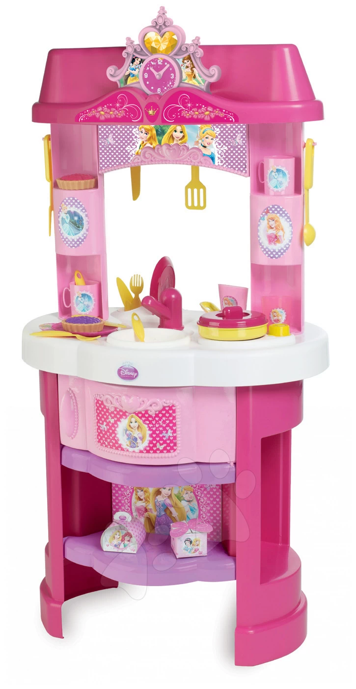 SMOBY Küchenset Mit Uhr Disney Prinzessinnen Und Ein Sportwagen Für Die Pastell-Puppe