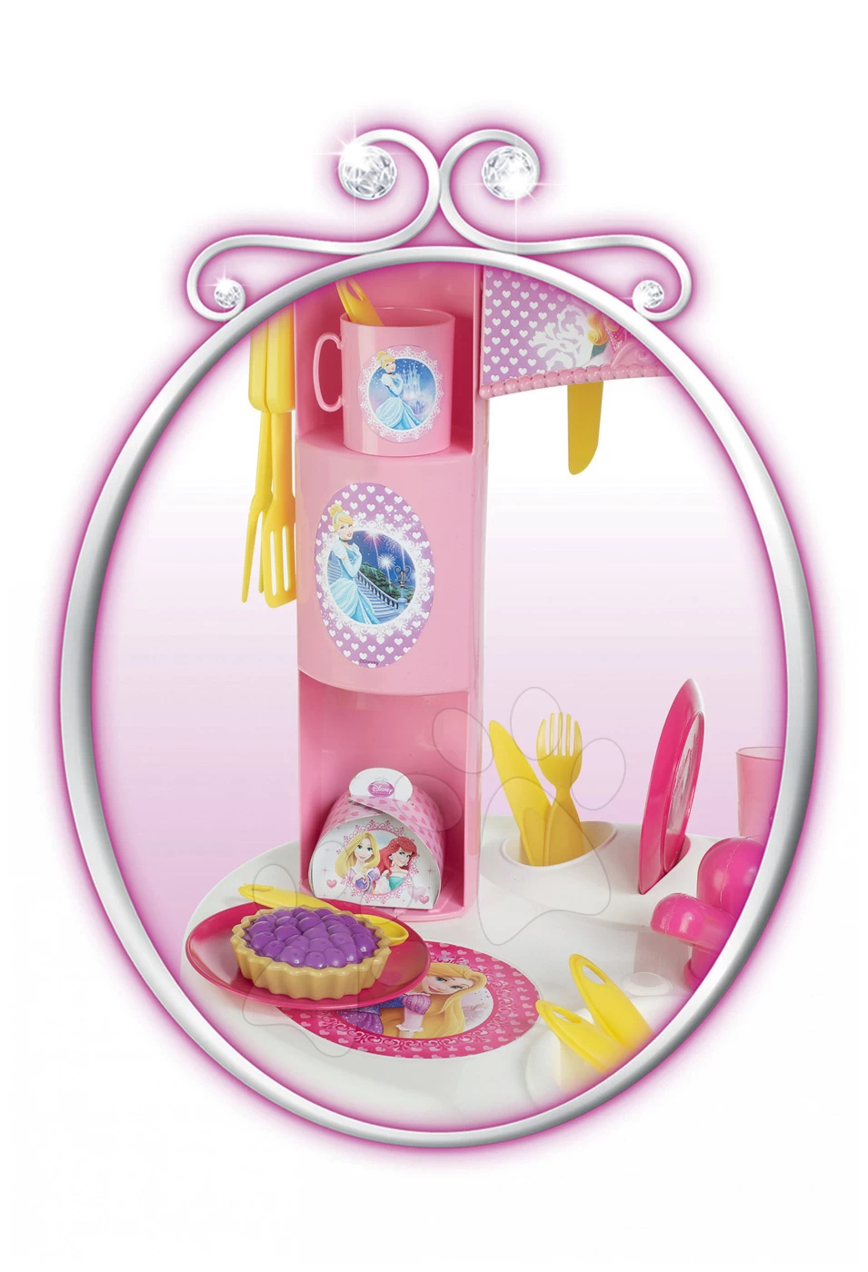 SMOBY Küchenset Mit Uhr Disney Prinzessinnen Und Ein Sportwagen Für Die Pastell-Puppe – Bild 10