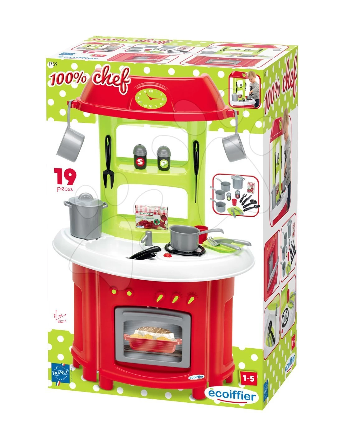 ECOIFFIER Küche Tradition Écoiffier Mit 19 Zubehörteilen Und Einer Höhe Von 80 Cm Ab 12 Monaten – Bild 3