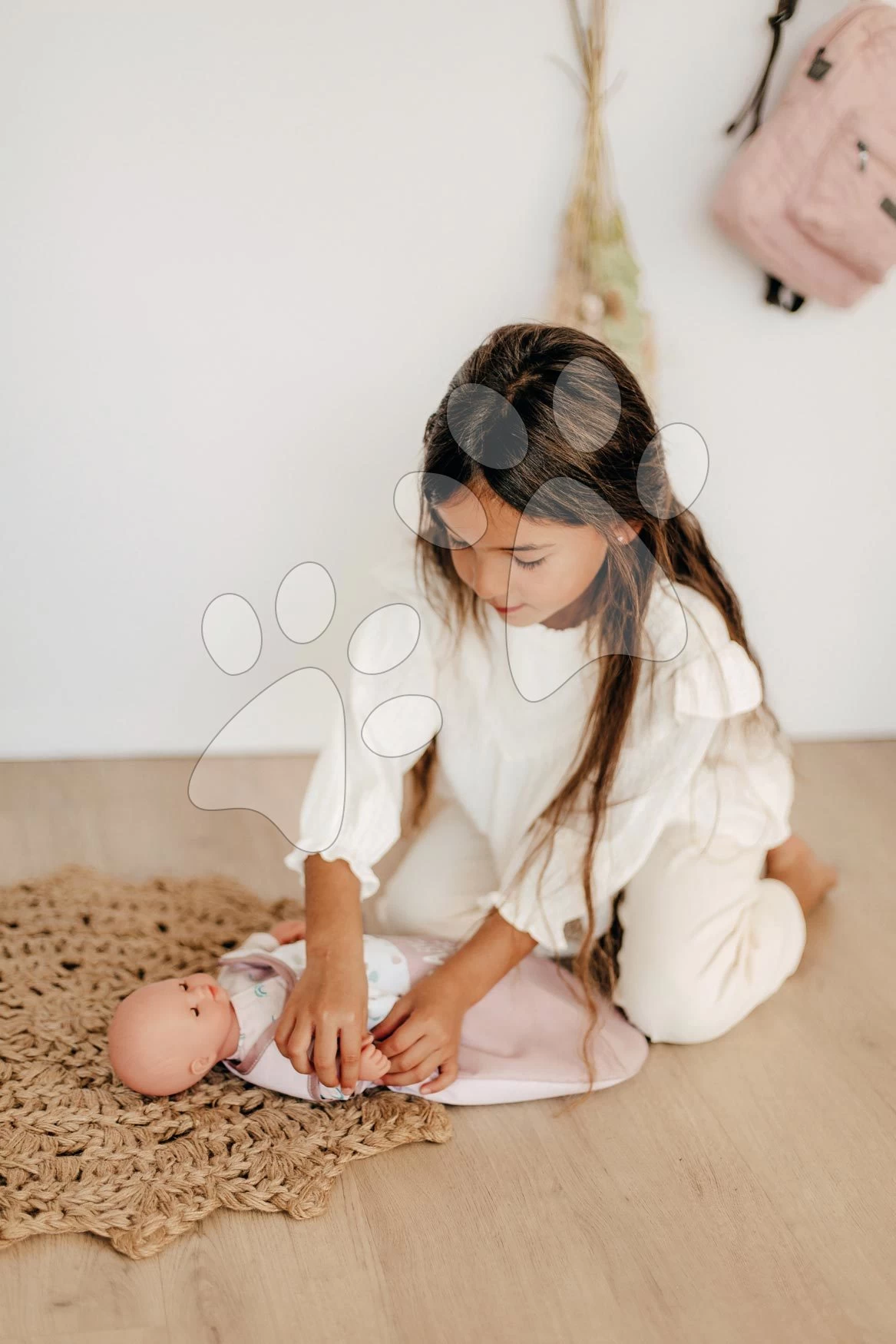 Set Elektronische Küche Mit Waschmaschine Und Bügelbrett Tefal Cleaning Kitchen 360° Smoby Und Ein Esszimmerstuhl Mit Wiege, Schlafsack Und 32 Cm Großer Puppe SM311050-1 – Bild 11