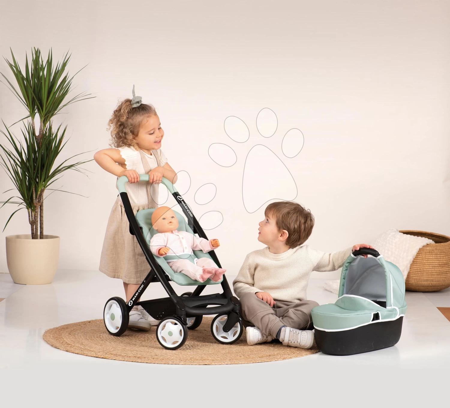 Set Elektronische Küche Mit Waschmaschine Und Bügelbrett Tefal Cleaning Kitchen 360° Smoby Und Ein Kinderwagen Dreifachkombination Maxi Cosi Mit Einem Stuhl, Einem Autositz Und Einer Schaukel SM311050-6 – Bild 9