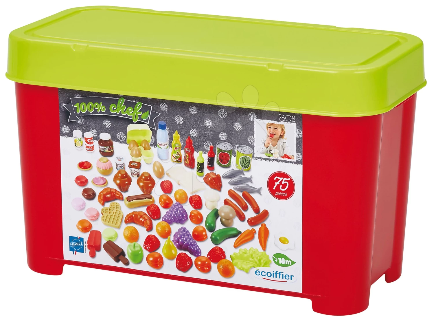 ECOIFFIER Lebensmittel Für Die Küche In Einer 100% Chef Écoiffier Box Mit 75 Zubehörteilen Ab 18 Monaten – Bild 3