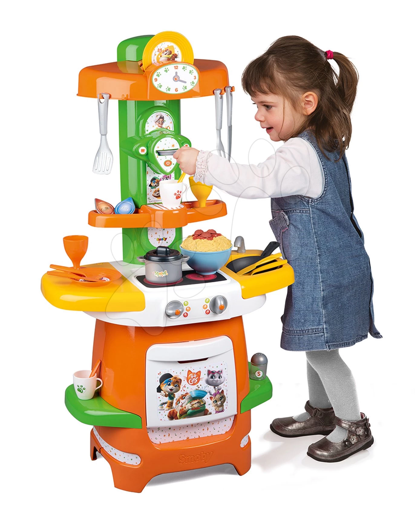 Küche 44 Cats Cooky Smoby Mit Aufklappbaren Flügeln Und 24 Zubehörteilen Ab 18 Monaten