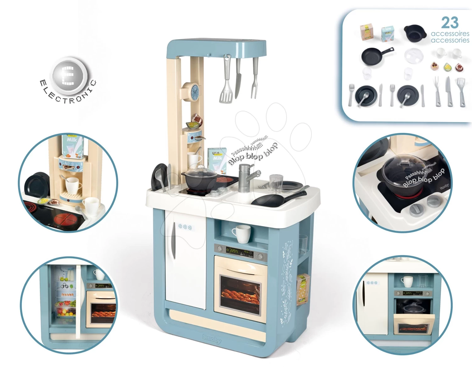 Spielküche Mit Sound Bon Appetit Kitchen Grey Smoby Mit Backofen Und Kühlschrank Mit 23 Zubehörteilen – Bild 5