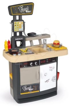 Set Restaurant Mit Spielküche Food Corner Smoby Doppelseitig Und Lebensmittelladen Und Elektronische Registrierkasse