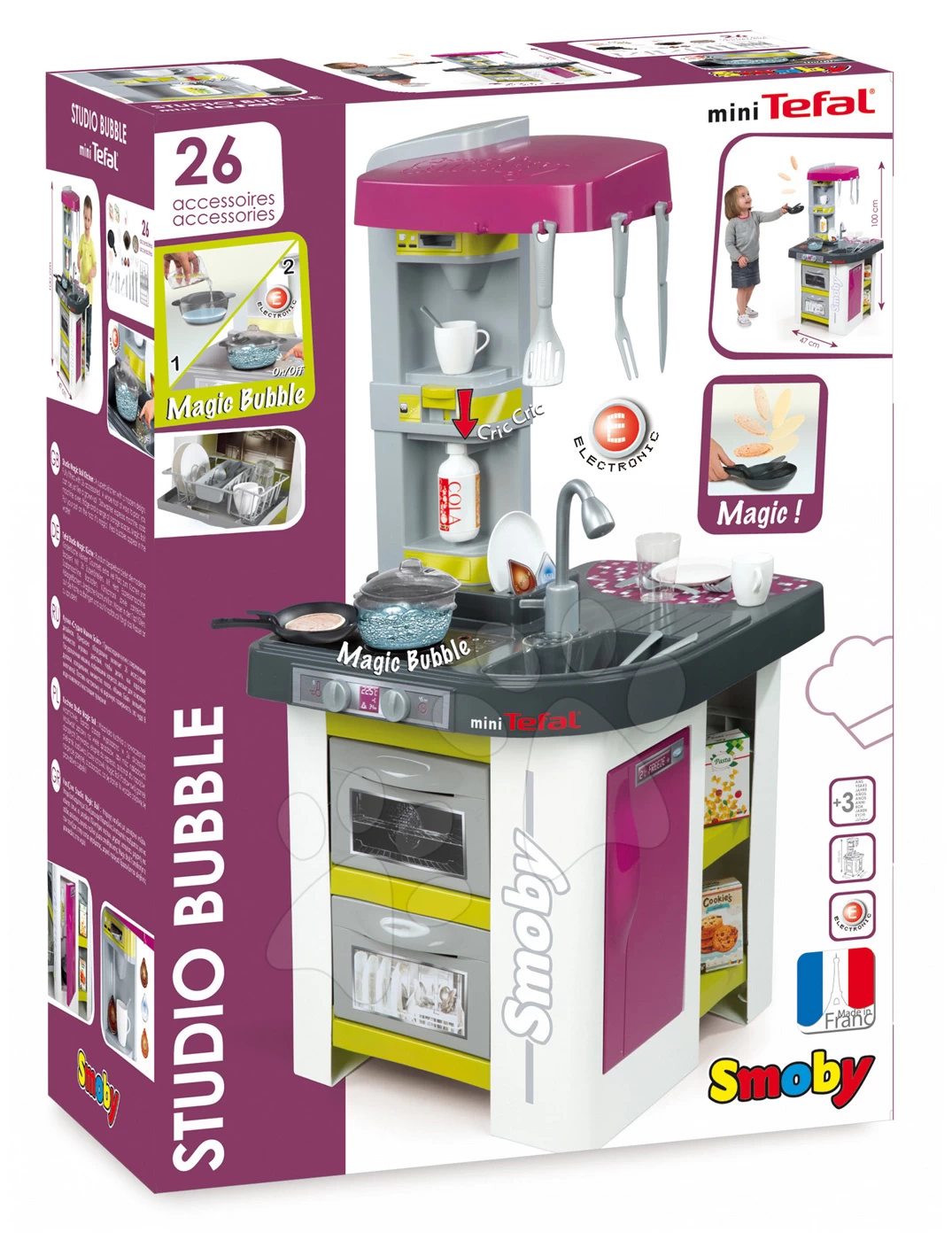 Küchenset Tefal Studio BBQ Bubbles Smoby Mit Magischem Sprudeln Und Tiefem Kinderwagen Für Baby Nurse Puppe (55 Cm Griff) – Bild 17