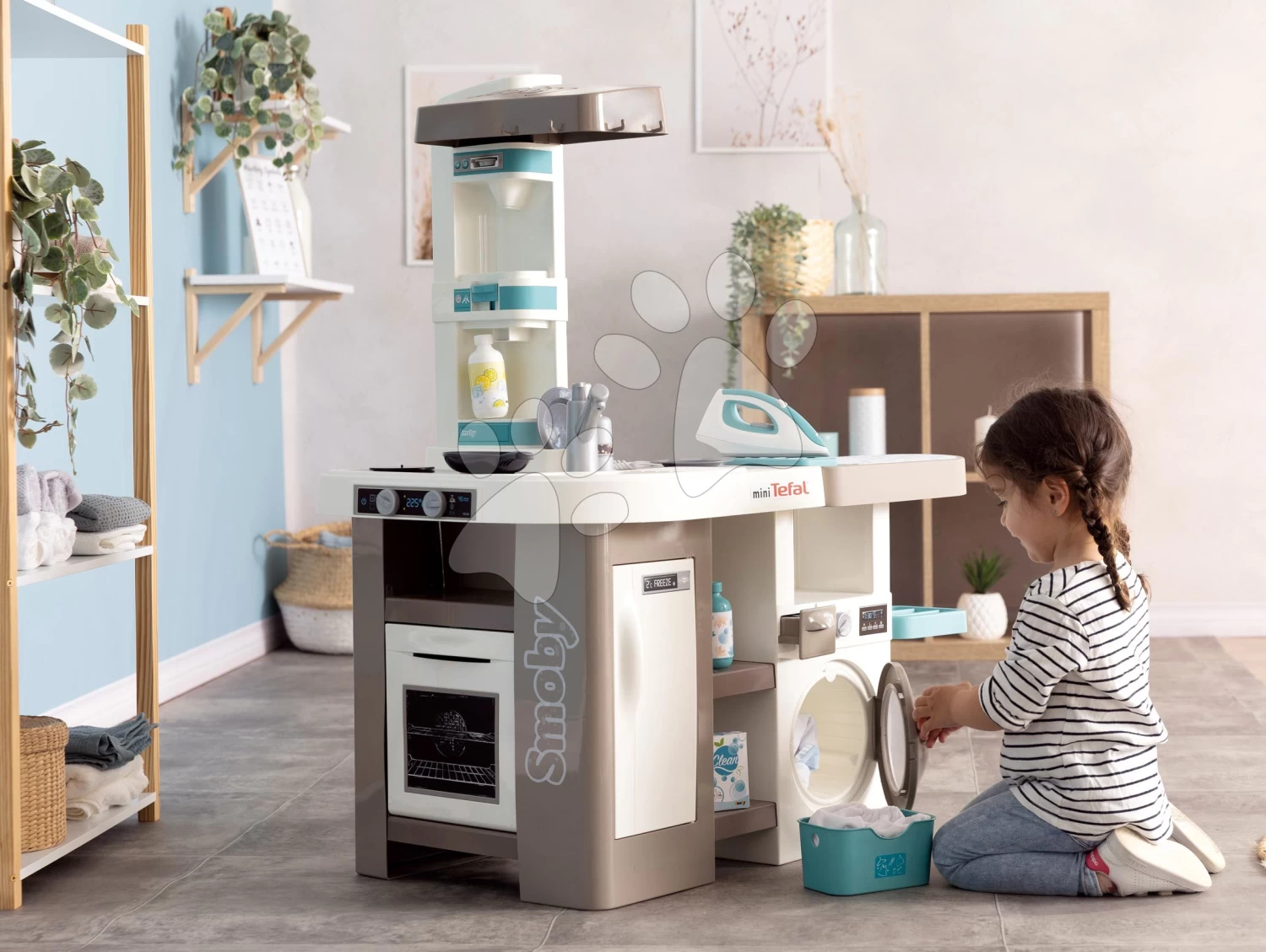 Set Elektronische Küche Mit Waschmaschine Und Bügelbrett Tefal Cleaning Kitchen 360° Smoby Ein Reinigungswagen Mit Mixer Und Ein Frühstücksset Mit Wasserkocher SM311050-8 – Bild 16