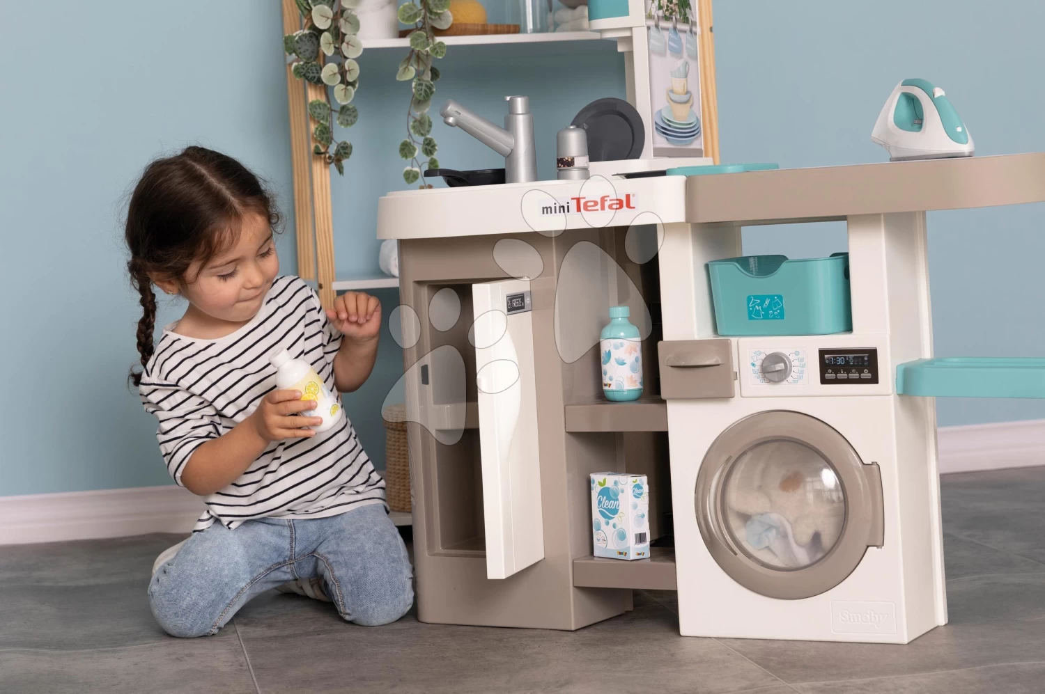 Set Elektronische Küche Mit Waschmaschine Und Bügelbrett Tefal Cleaning Kitchen 360° Smoby Und Laden Bio Fresh Market Mit Einem Veterinärkoffer SM311050-18 – Bild 19