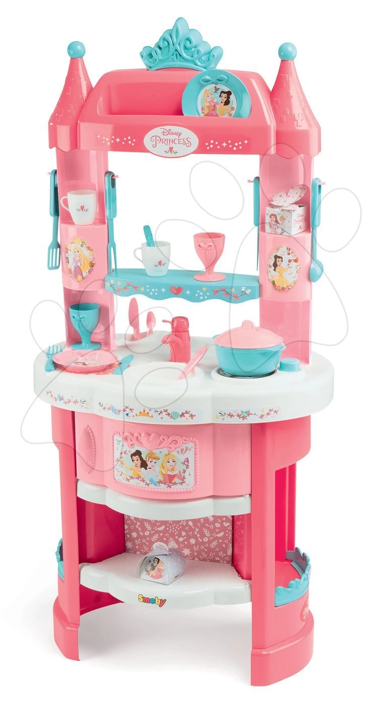 Küchenset Prinzessin Smoby Mit Türmchen Und 19 Zubehörteilen Doppelseitig Und Tiefer Puppenwagen Für 42 Cm Große Puppen