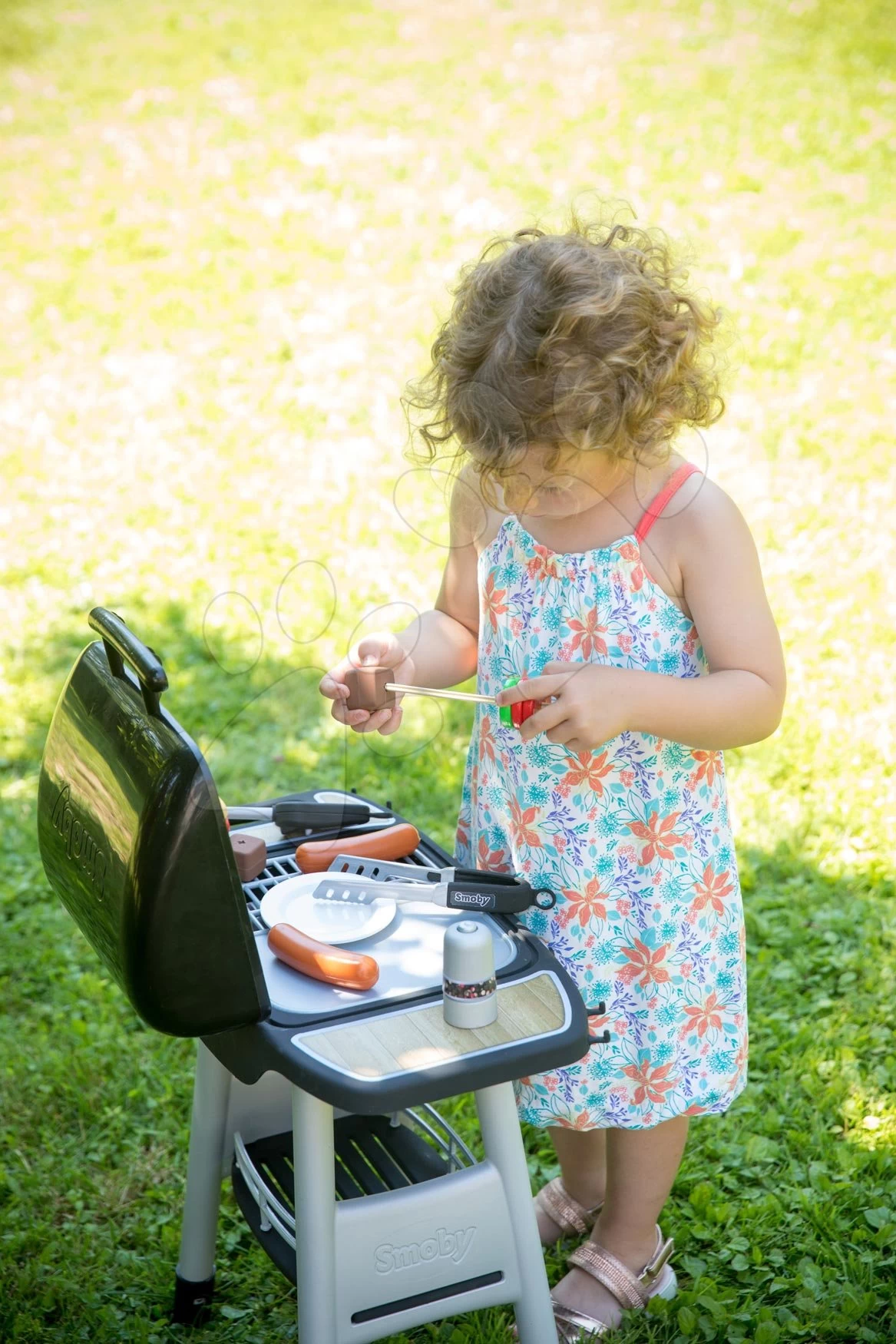 Grill Barbecue Smoby Mit Mechanischen Funktionen Und Sound Und 18 Zubehörteilen 73 Cm Hoch – Bild 13