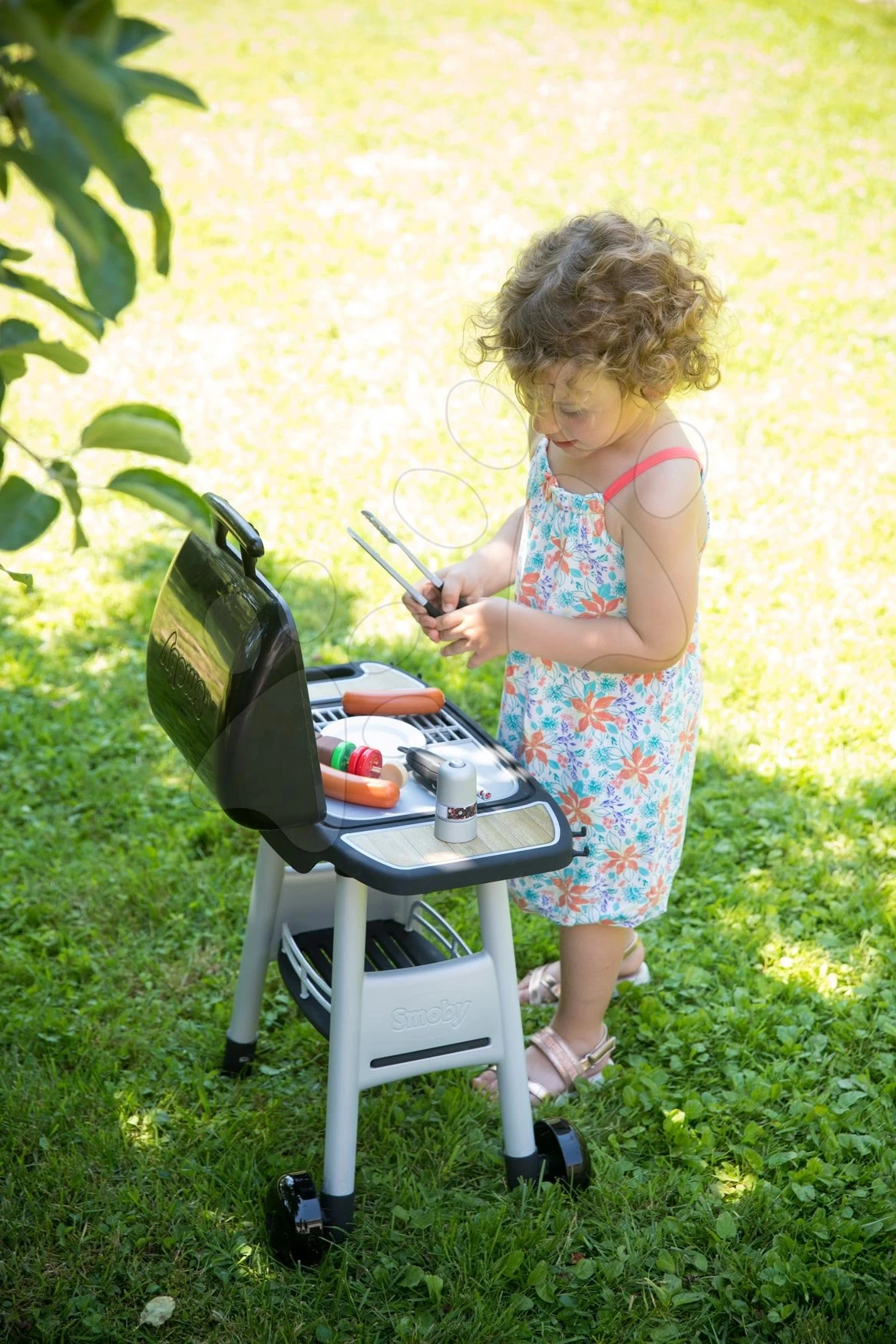 Grill Barbecue Smoby Mit Mechanischen Funktionen Und Sound Und 18 Zubehörteilen 73 Cm Hoch – Bild 15