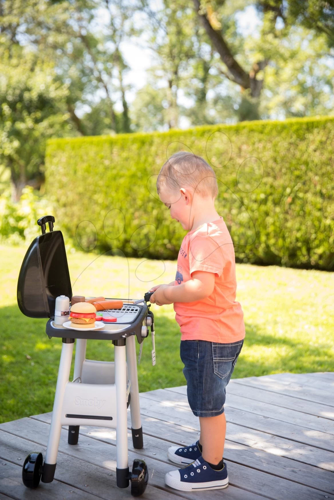Grill Barbecue Smoby Mit Mechanischen Funktionen Und Sound Und 18 Zubehörteilen 73 Cm Hoch – Bild 16