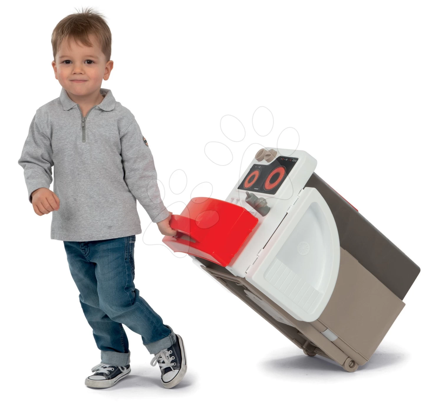 Set Klappküche Tefal Opencook Smoby Rot Mit Kaffeemaschine Und Kühlschrank Und Mit Stuhl Und Hocker – Bild 8