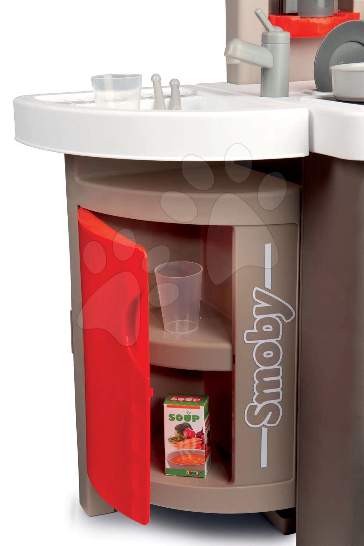 Set Klappküche Tefal Opencook Smoby Rot Mit Kaffeemaschine Und Kühlschrank Und Mit Stuhl Und Hocker – Bild 12