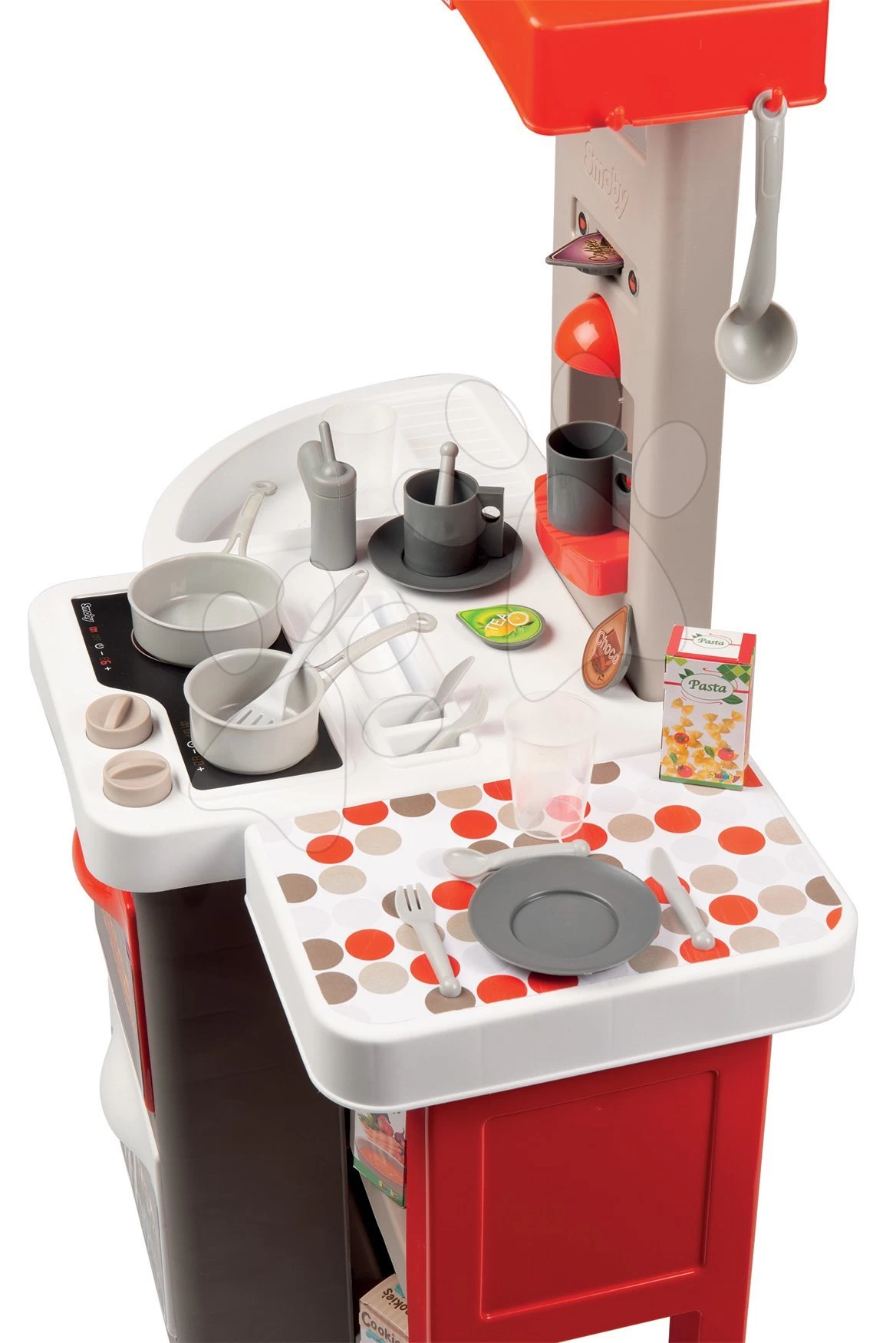 Set Klappküche Tefal Opencook Smoby Rot Mit Kaffeemaschine Und Kühlschrank Und Mit Stuhl Und Hocker – Bild 15