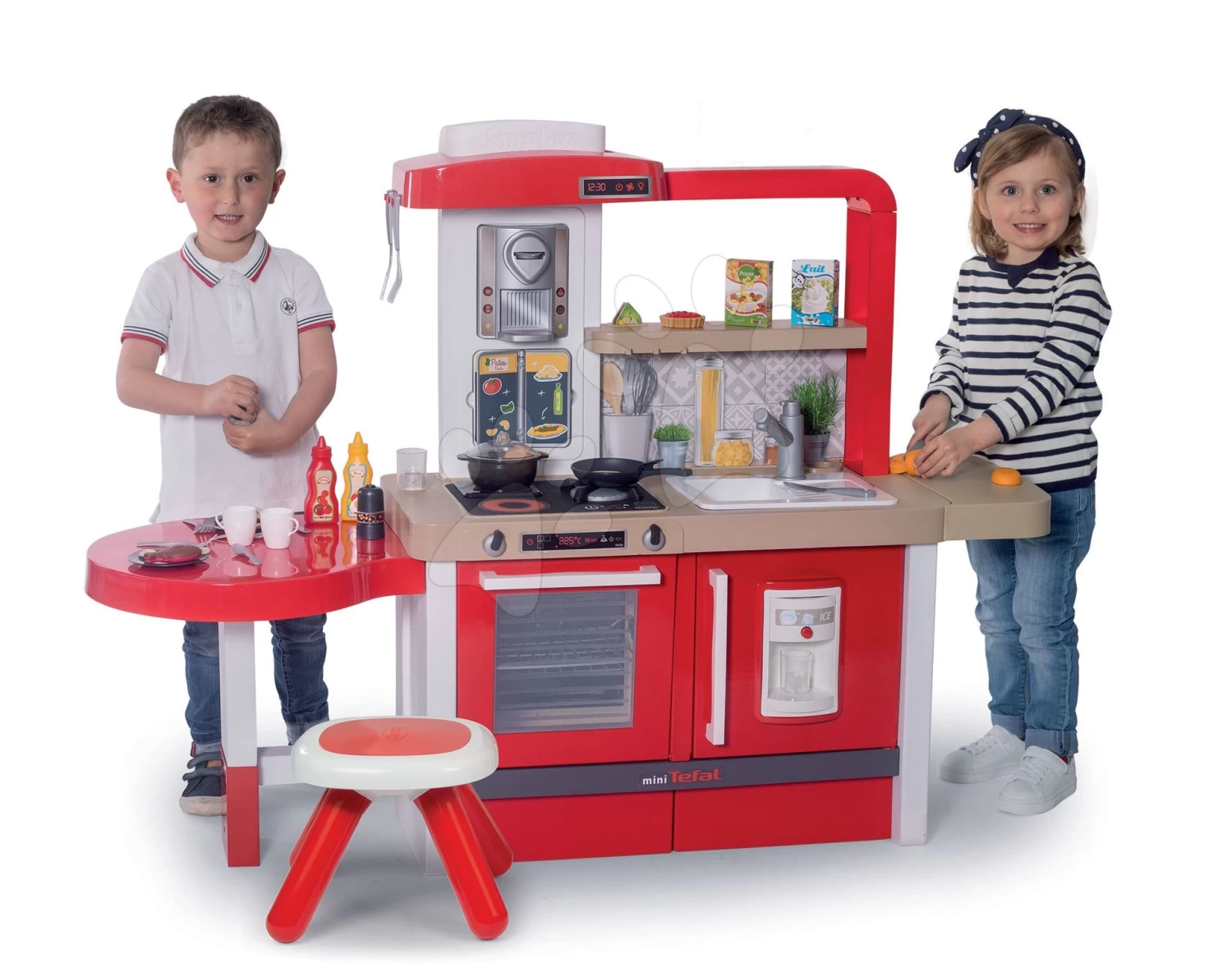 Set Küche Wachsend Mit Fließendem Wasser Tefal Evolutive Grand Chef Smoby Und Trettraktor Claas Farmer Mit Anhänger Und Tafel – Bild 9
