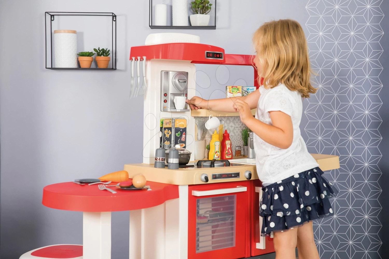 Set Küche Wachsend Mit Fließendem Wasser Tefal Evolutive Grand Chef Smoby Und Trettraktor Claas Farmer Mit Anhänger Und Tafel – Bild 18