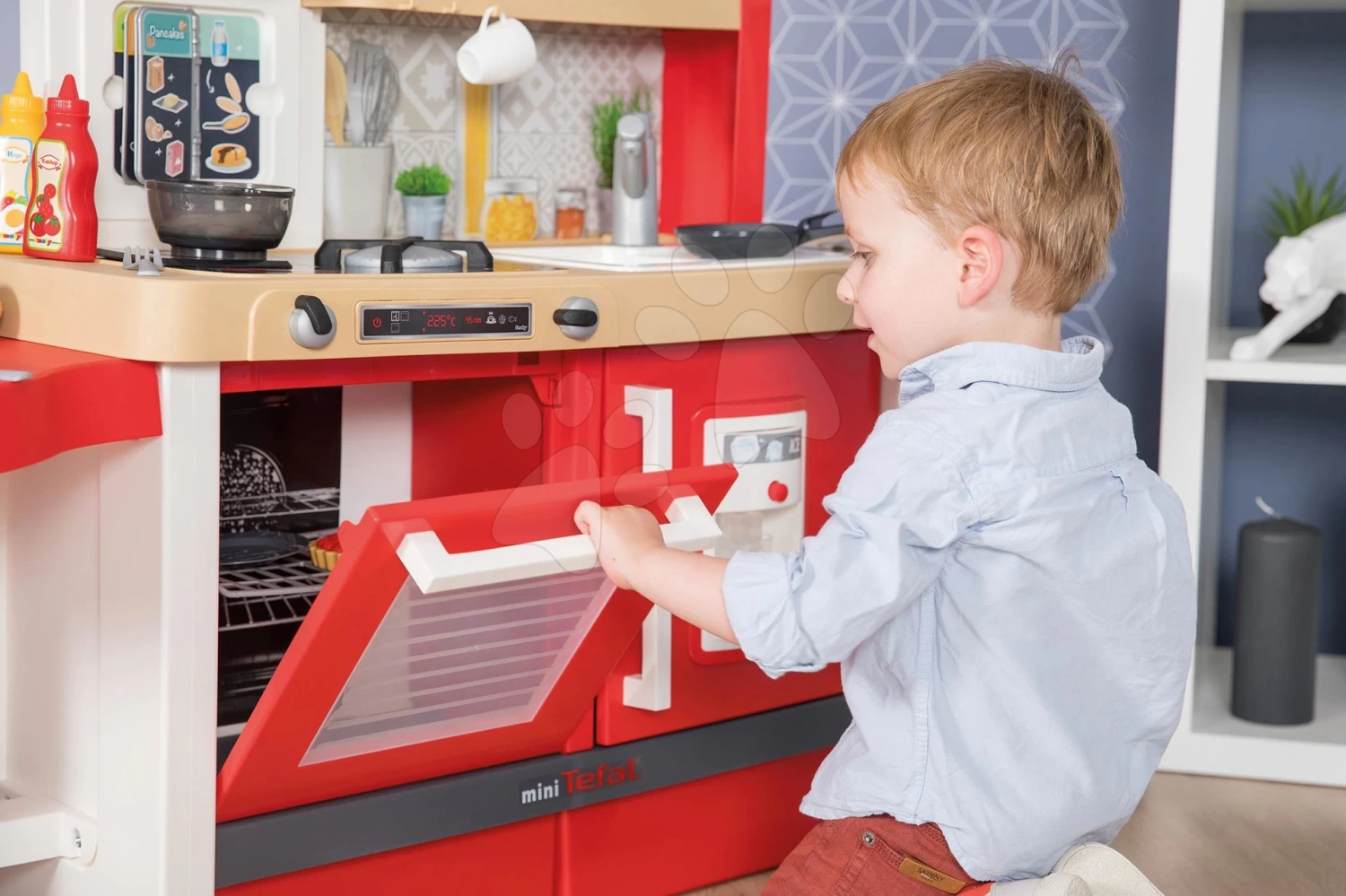 Set Küche Wachsend Mit Fließendem Wasser Tefal Evolutive Grand Chef Smoby Und Ein Supermarkt Mit Einer Elektronischen Registrierkasse, Einem Lesegerät Und Einem Einkaufswagen – Bild 20