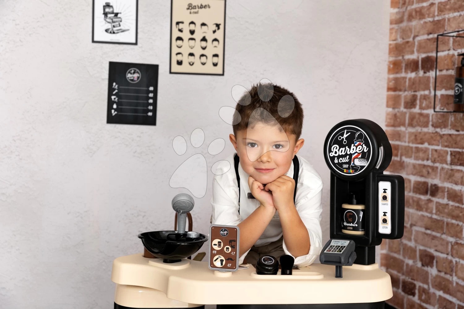 Set Elektronische Küche Mit Waschmaschine Und Bügelbrett Tefal Cleaning Kitchen 360° Smoby Und Der Dreiflügelige Friseurladen Barber Und Ein Elektronischer Haartrockner SM311050-25 – Bild 8