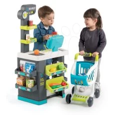 Set Küche Wachsend Mit Fließendem Wasser Tefal Evolutive Smoby Und Ein Lebensmittelmarkt Mit Elektronischer Registrierkasse Und Eis