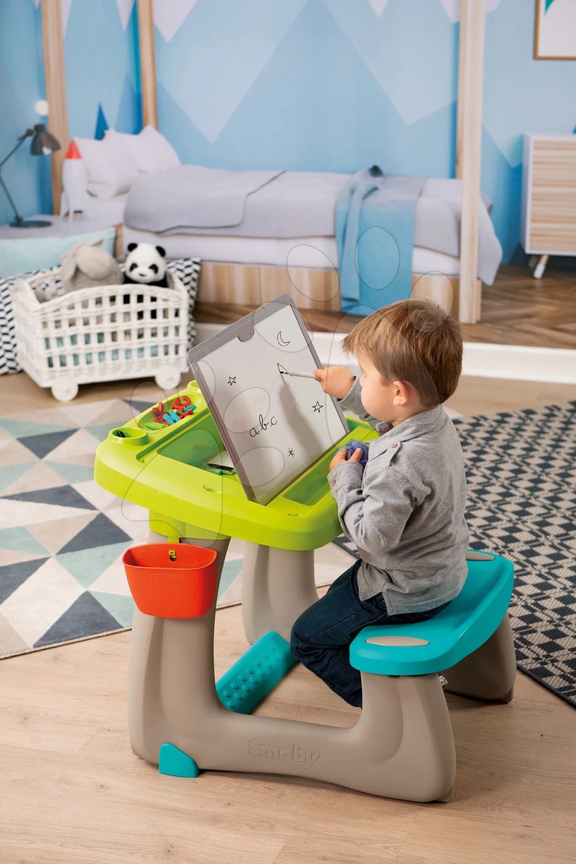 Set Elektronische Küche Mit Waschmaschine Und Bügelbrett Tefal Cleaning Kitchen 360° Smoby Und Eine Zeichenbank Mit Magnetischen Buchstaben Und Zahlen SM311050-29 – Bild 2