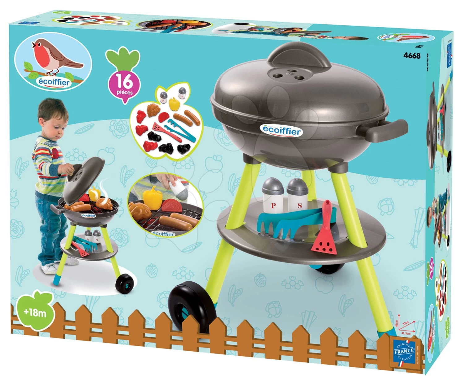 ECOIFFIER Gartengrill Mit Ständer Garden&Seasons Écoiffier Mit Lebensmitteln Und 16 Zubehörteilen Ab 18 Monaten – Bild 3