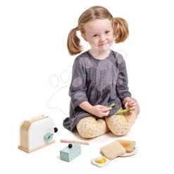 Holztoaster Mit Avocado Breakfast Toaster Set Tender Leaf Toys Brot, Ei Und Geschirr
