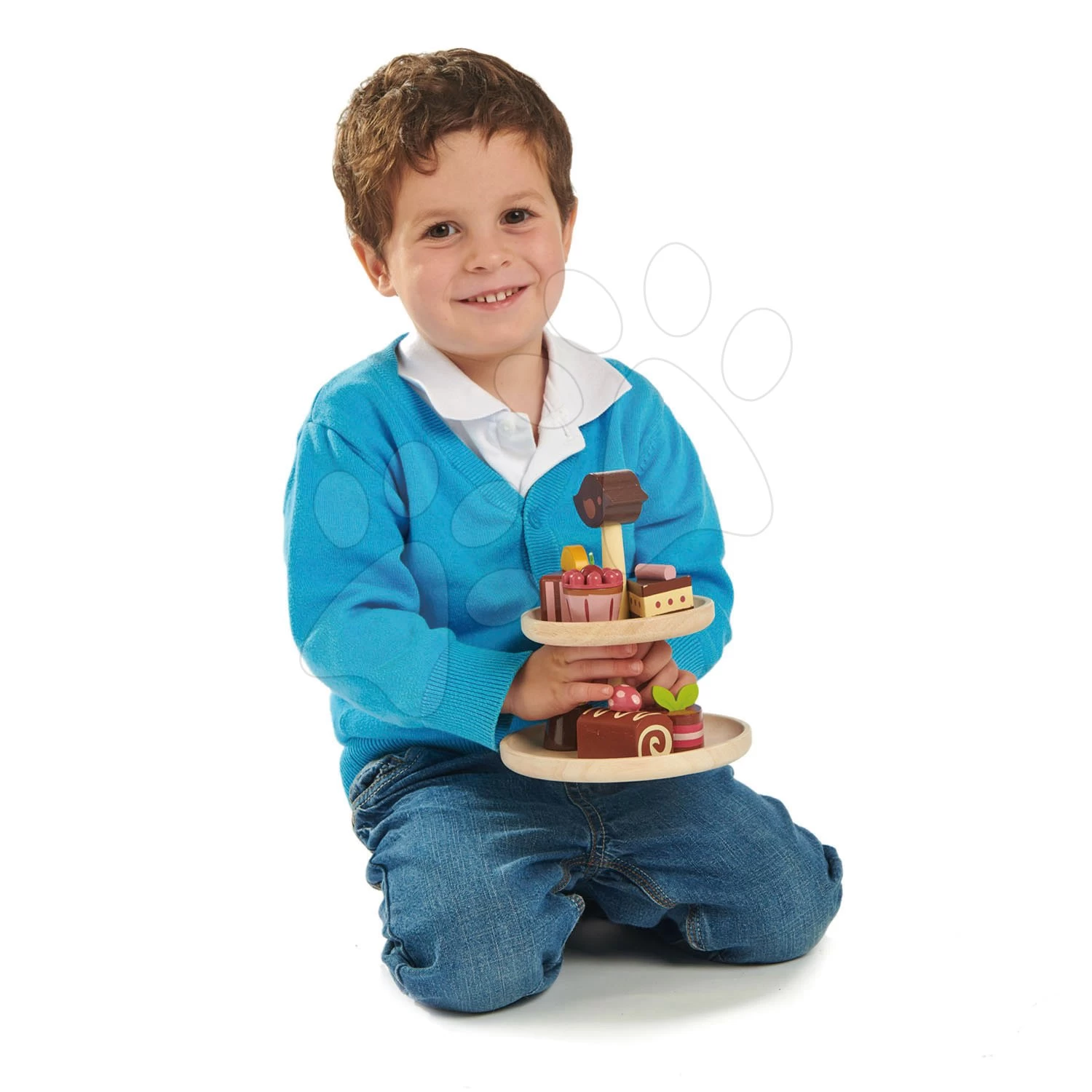 Schokoladenkuchen Aus Holz Chocolate Bonbons Tender Leaf Toys Mit Ständer Und Duftenden Desserts – Bild 2