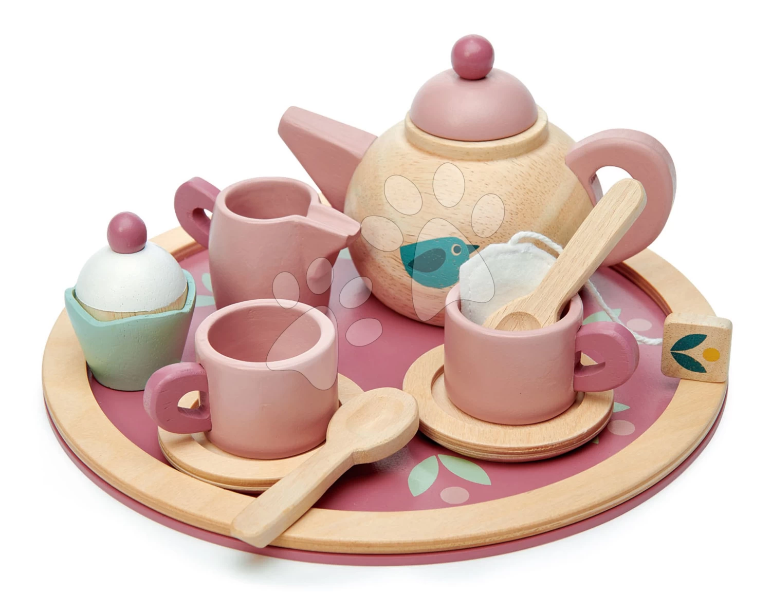 Teekanne Aus Holz Birdie Tea Set Tender Leaf Toys Auf Einem Tablett Mit Tassen Mit Teebeutel – Bild 7