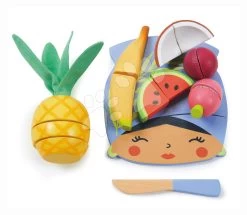 Holzbrett Mit Tropischen Früchten Tropical Fruit Chopping Board Tender Leaf Toys Mit Einem Messer Ab 24 Monaten