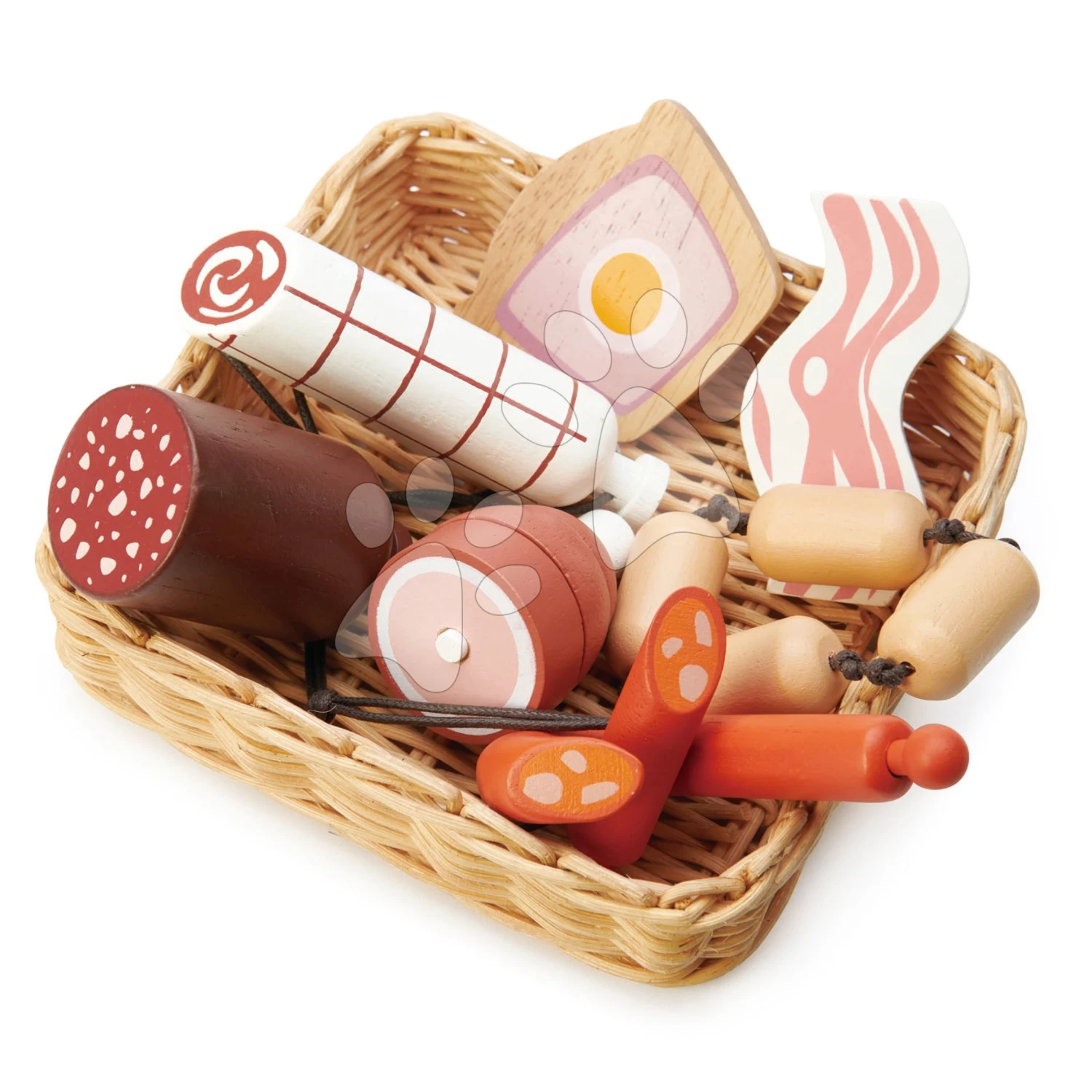 Holzkorb Mit Würstchen Charcuterie Basket Tender Leaf Toys Mit SchinkenWurst Paprikawurst Und Salami